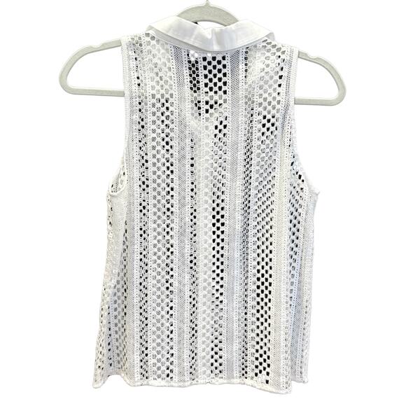 ZARA White Crochet Knit Sleeveless Collar Button Down - Small - Picture 4 of 4